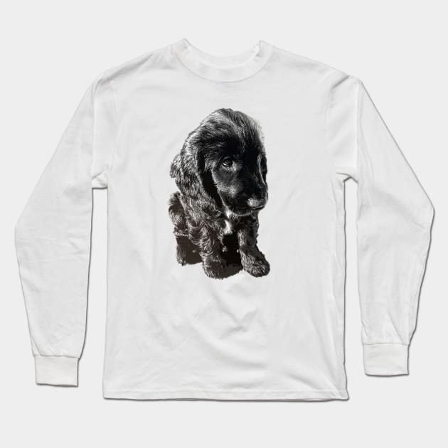 English Cocker Spaniel Black Puppy Dog - Adorable! Long Sleeve T-Shirt by ElegantCat